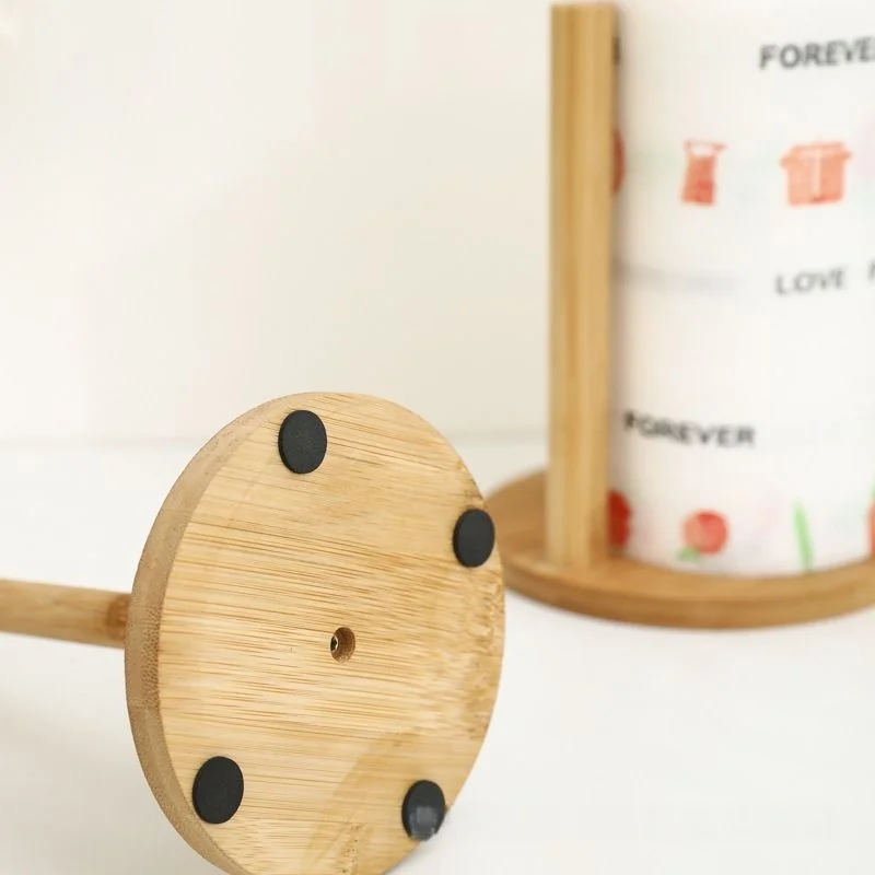 Soporte Para Papel Higiénico De Madera De Bambú - Vertical, Antideslizante, Para Cocina O Baño, Fácil De Montar
