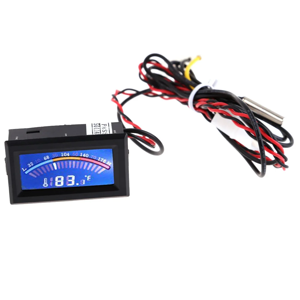 Pointer Temperature Gauge with Waterproof Long Probe Pointer Display Thermometer 4 Pin Power Supply for PC Water Cooling System