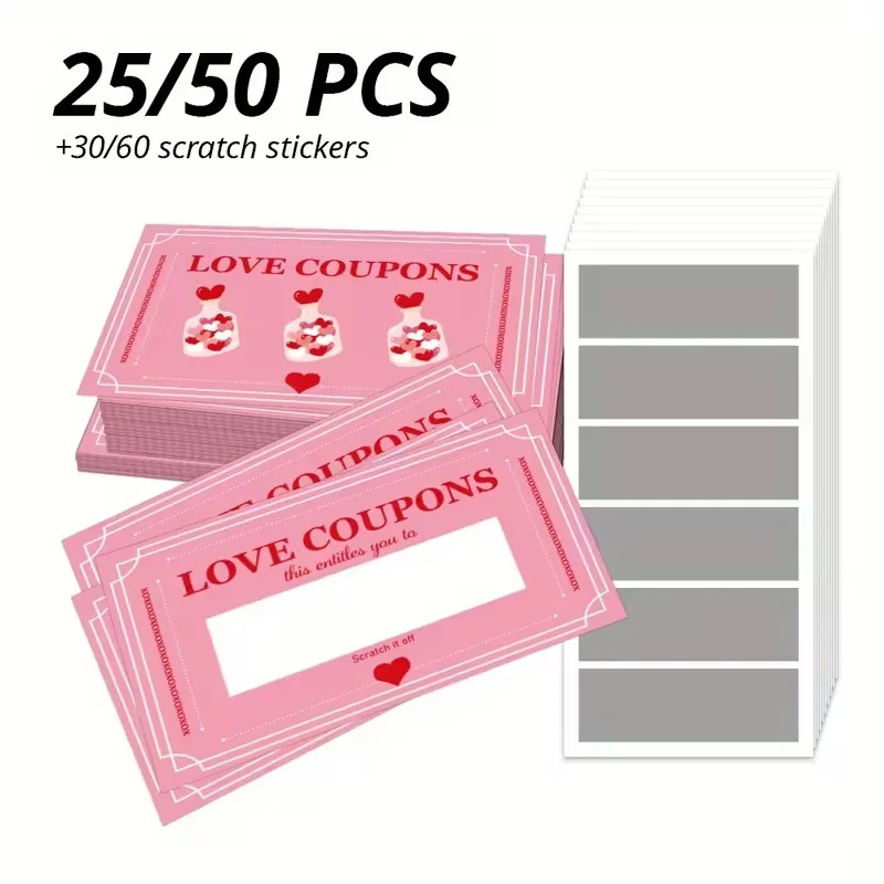 Valentine's Day Scratch-Off Love Coupons - Heartfelt Gift Set
