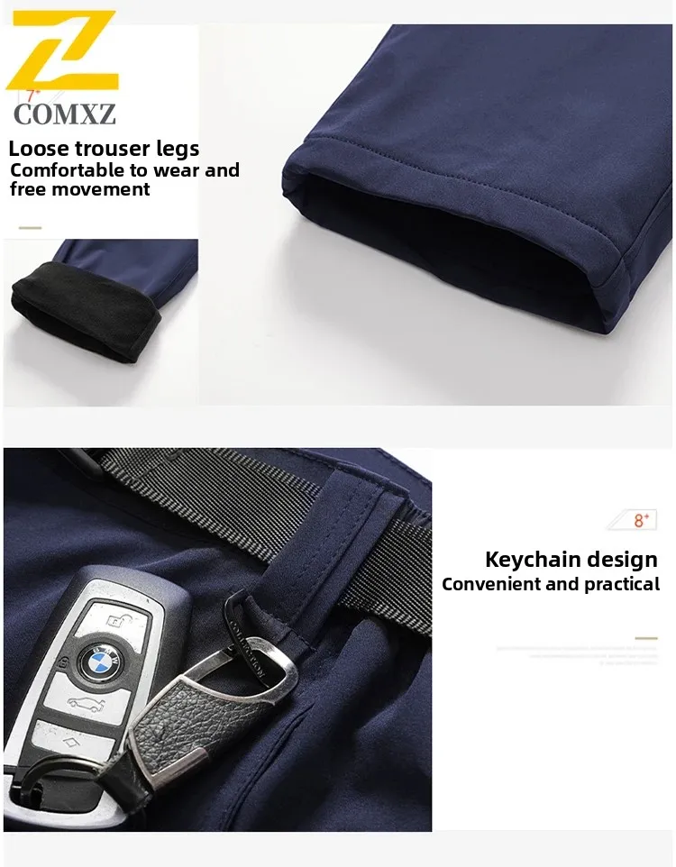 Waterproof Windproof Ski Pants Winter Thermal Men Fleece Lined Softshell Hiking Trousers Outdoor Camping Fishing Mountaineering