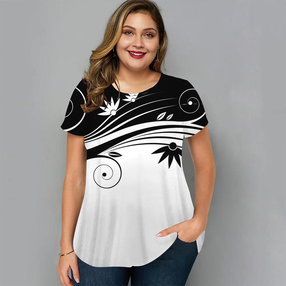 Floral T Shirt Für Frauen Übergroßen Y2k Mädchen Kleidung O Hals Mode Kurzarm Bluse Sommer Neue Streetwear Weibliche Casual tops