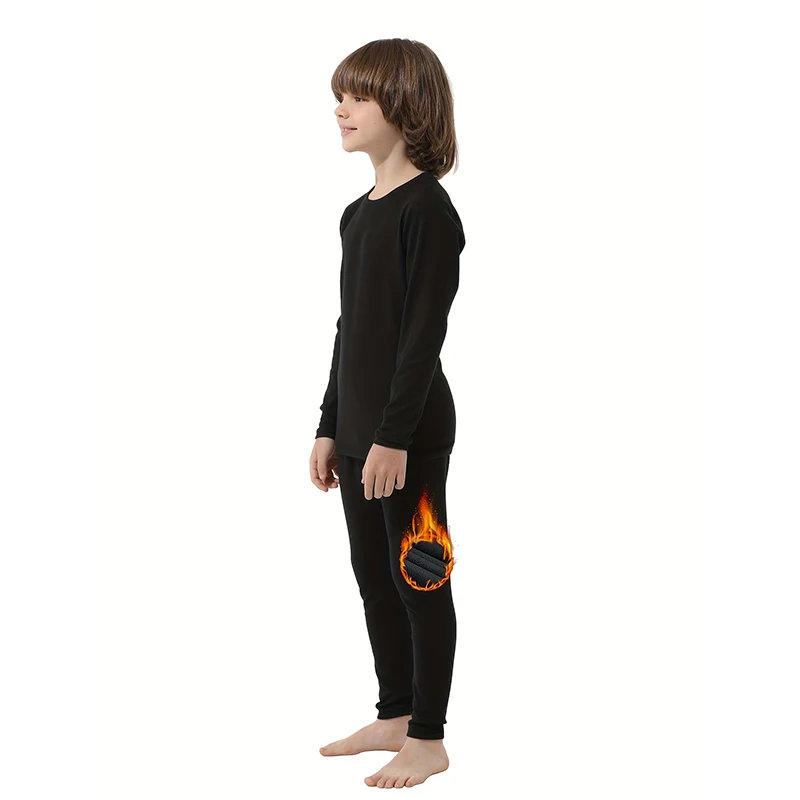 HOPLYNN Thermal Underwear Set for Children Ski Underwear Boys Girls Functional Double-Sided Fleece