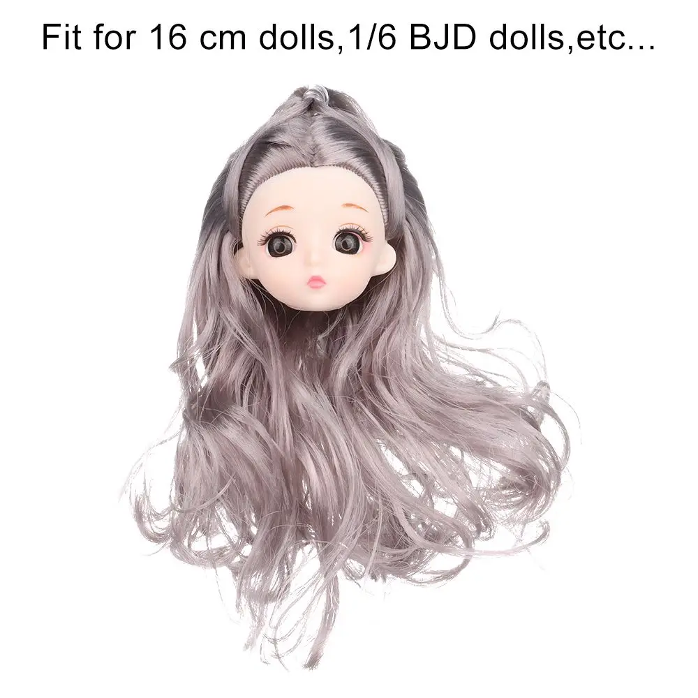 30CM Doll Head With Long Curly Hair Straight Wig For 16cm Dolls Accessories Removable Joint Toys DIY Head For 1/6 BJD Dolls
