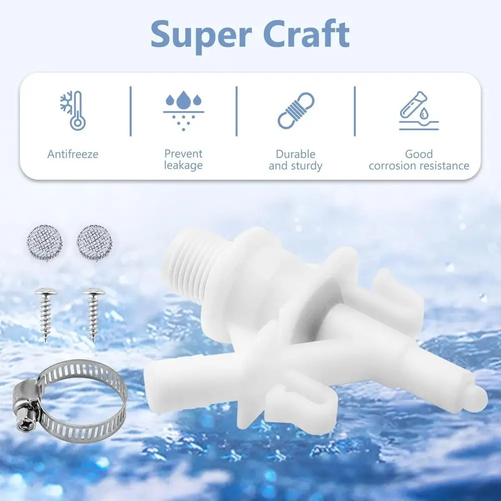 Stainless Steel RV toilet valve kit 385311641 DIY water valve kit Spare Parts Increased Freeze Resistance for 385311641/Dometic
