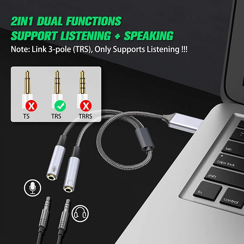 Generic Usb To Dual 3.5mm Hifi Audio Adapter UsbA To 3.5mm Female Trs