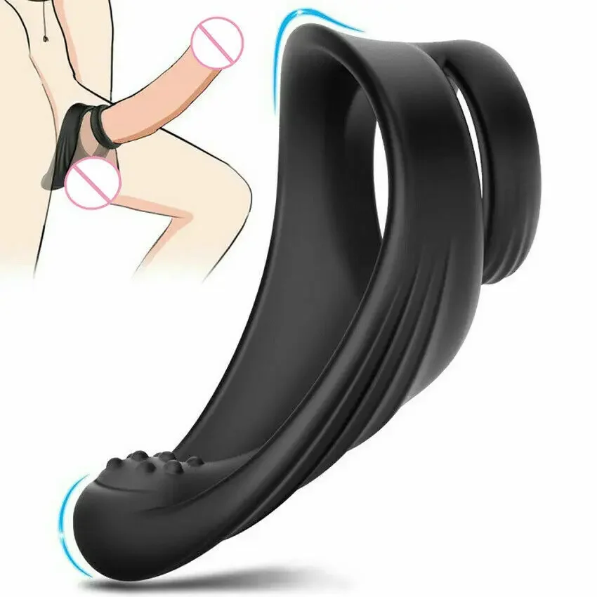 

Silicone Penis Ring Scrotum Bind Cock Ring Sex Toy for Men Prostate Massage Erection Dual Rings Delay Ejaculation Adult Supplies