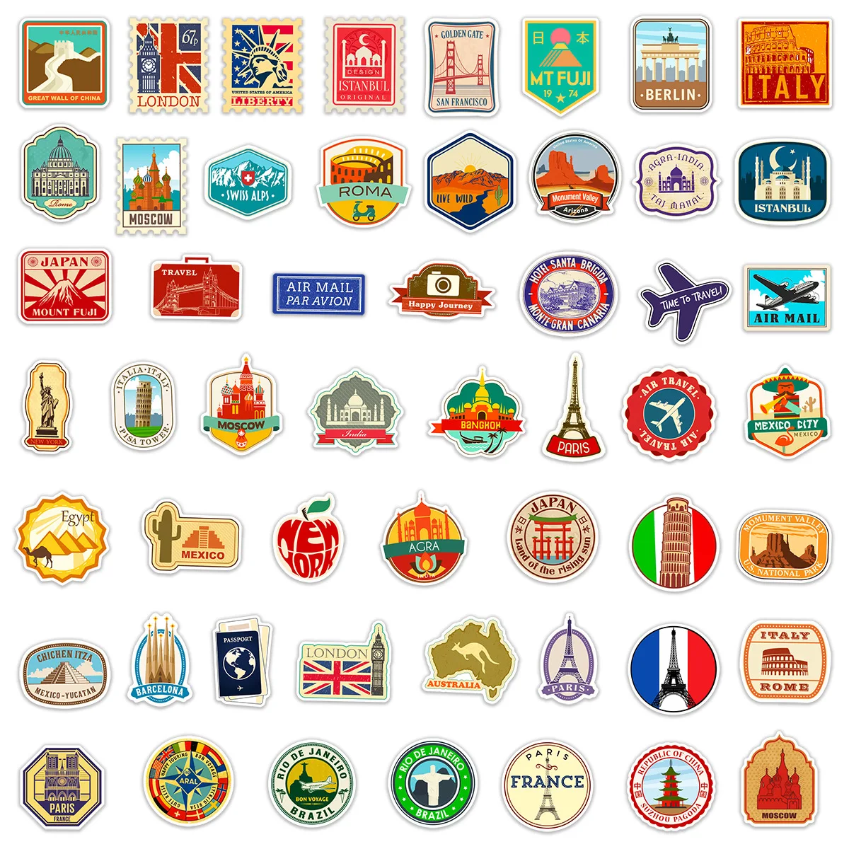 Cartoon Stickers Decorative Stickers Self Adhesive Stickers Adhesive Stickers Decorative Labels Stickers Cartoon Sticker DIY Scrapbooking Accessories 10/30/50Pcs Retro Travel DIY Waterproof Graffiti Sticker Aesthetic Decorative Luggage Laptop Cup Phone Scrapbook Kids Stickers