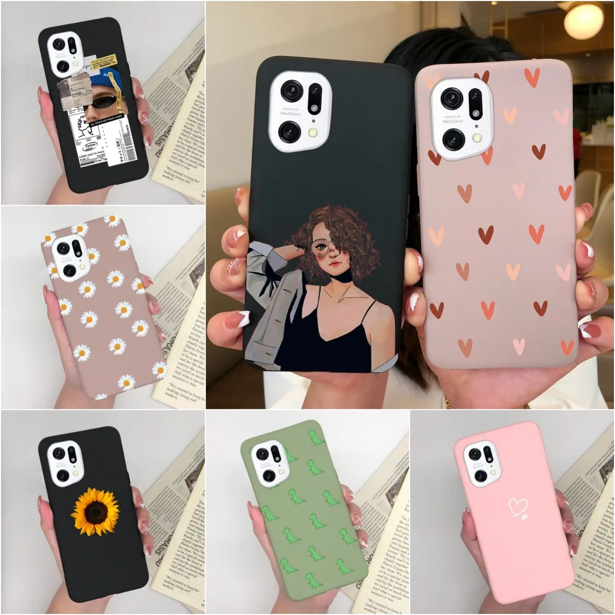 Custodie Per Oppo Find X5 Pro X5 Lite Cover Posteriore Fashion Design Screen Protector Matte Soft Silicone Nero Borse Per Cellulari Fundas
