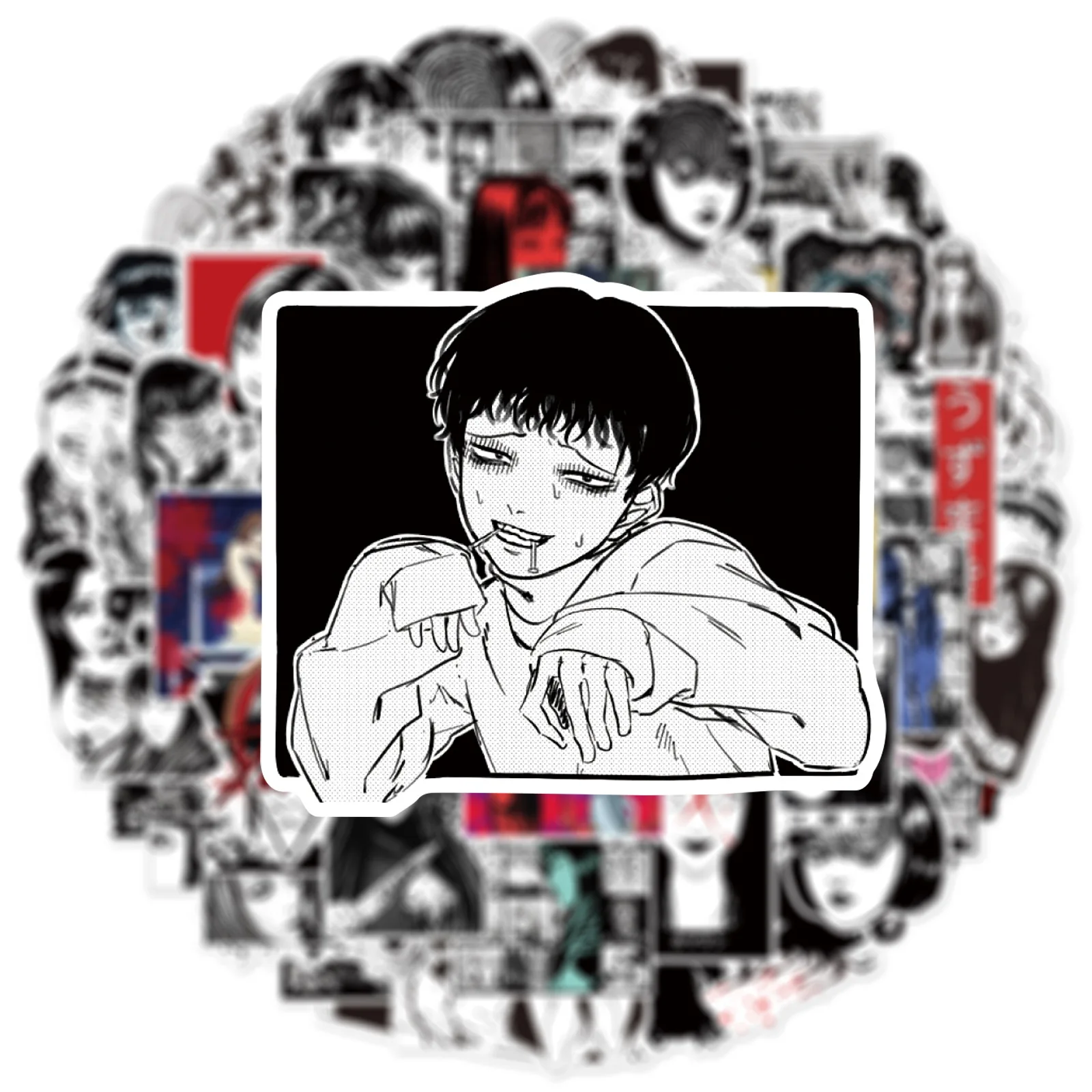 50Pcs Tomie Junji Ito 스티커 공포 애니메이션 스티커 미학 스케이트 보드 가방 노트북 Tomie Kawakami 낙서 데칼