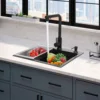 Stainless Steel Nano Coating Black Modern Kitchen Sink, Sink with Faucet, Multifunction Sink Set 1