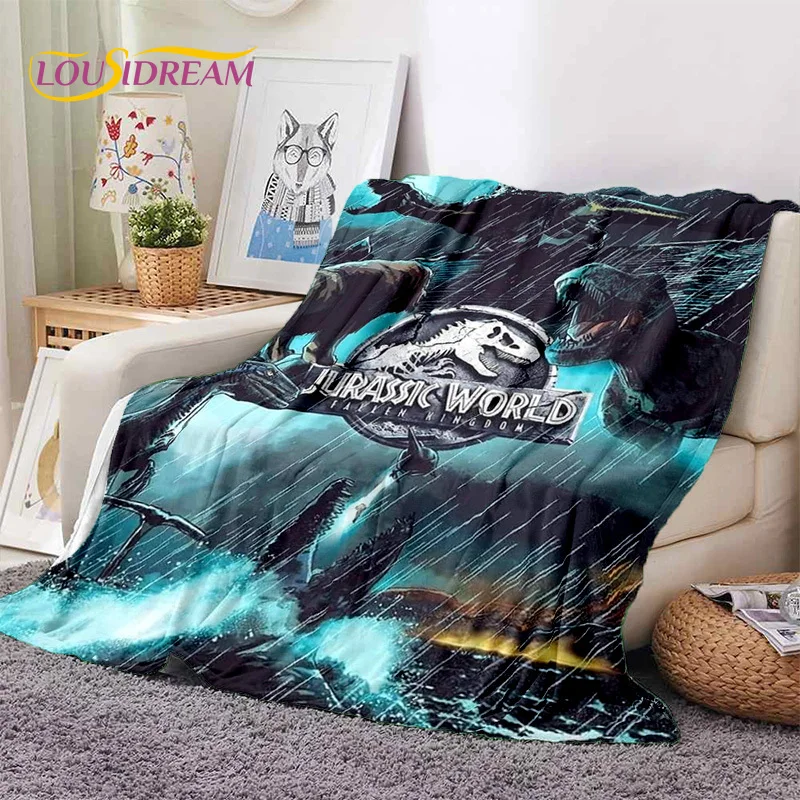 3D Cartoon Jurassic Park Dinosaur Dino Soft Flannel Blankets,Throw
