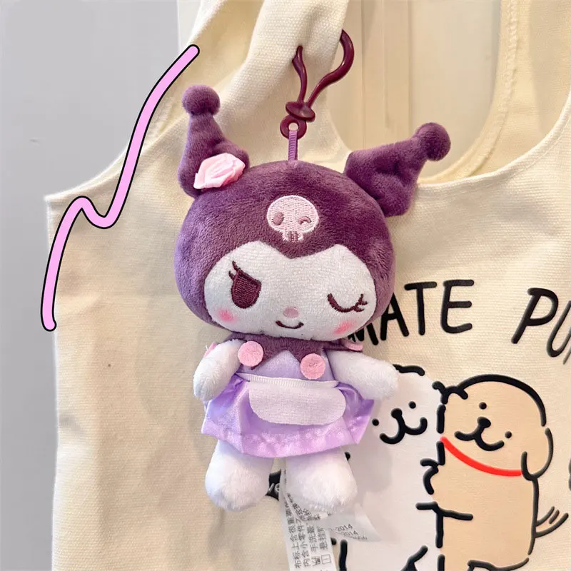 애니메이션 키체인 산리오 헬로 키티 쿠로미 시나모롤 봉제 인형 펜던트 장난감, 귀여운 키링 파티, 생일 선물