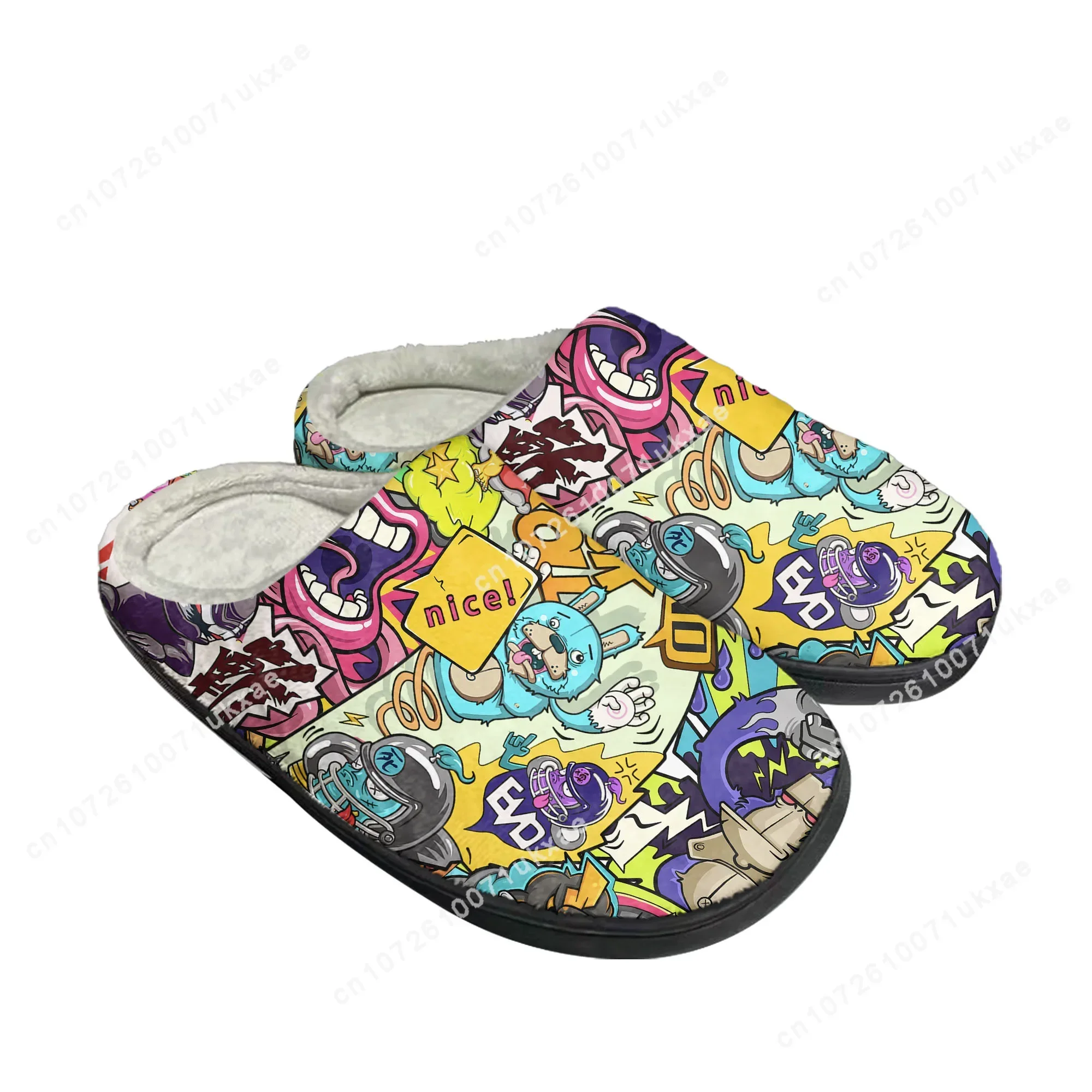 street art graffiti Home Cotton Slippers Mens Womens Plush Bedroom Casual Keep Warm Shoes High Quality Indoor Customized Shoe