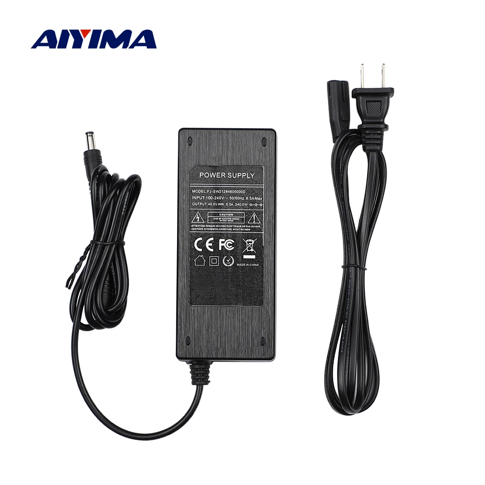 AIYIMA Amplifier Power Adapter 48V 5A Switch Power Supply Plug For TPA3255 TAS5630 Sound AMP EU US AU UK AC100-240V