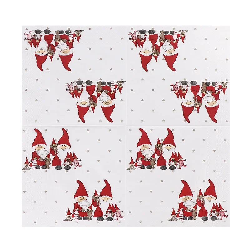 20pcs/pack Cartoon Santa Claus Snowman Reindeer Paper Napkins Disposable Tissues Towel for Merry Christmas Theme Party Decor