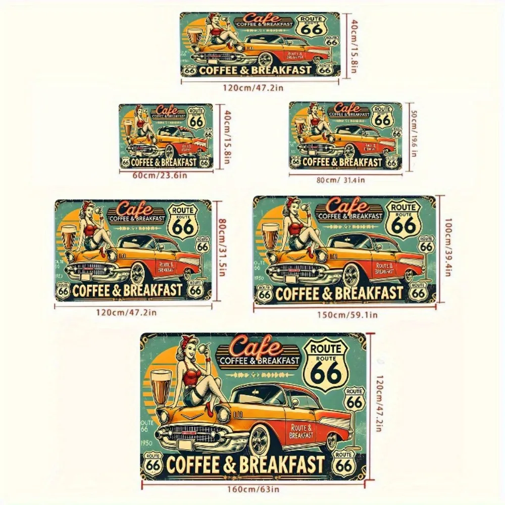 VIKAMA 레트로 루트 66 레스토랑 카페 도어매트 주방, 욕실, 현관 및 파티오 입구에 적합 추수감사절 장식