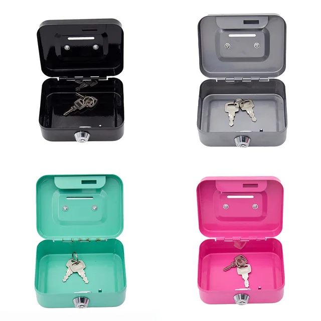 Money Safe Box Mini Cash Box Metal Key Money Bank Small Security Lock Box Portable Sturdy Lockable Coin Boxes for Adults Kids 6