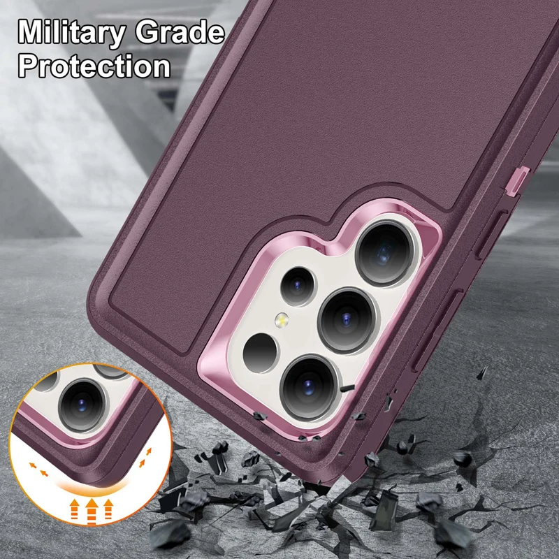 ELVEV Luxury Soft Silicone + Hard PC Bumper Case with Camera Protection and Built-in Stand