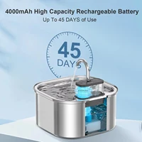 108oz/ 3.2L Wireless Cat Water Fountain Stainless Steel Battery Operated 4000mah Rechargeable & Faucet Pet Water Fountain 5