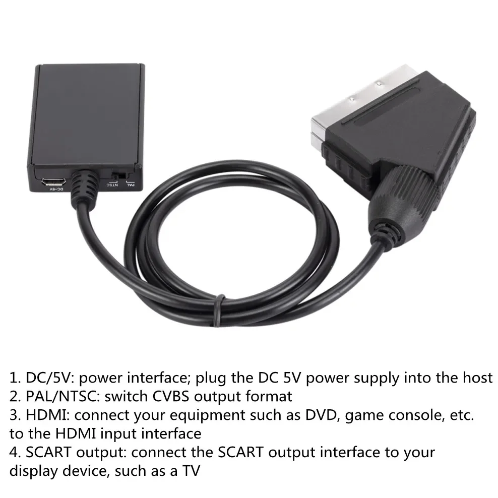 HDMI-Compatible to Scart Converter HDMI-Compatible Input to Scart Output Audio V