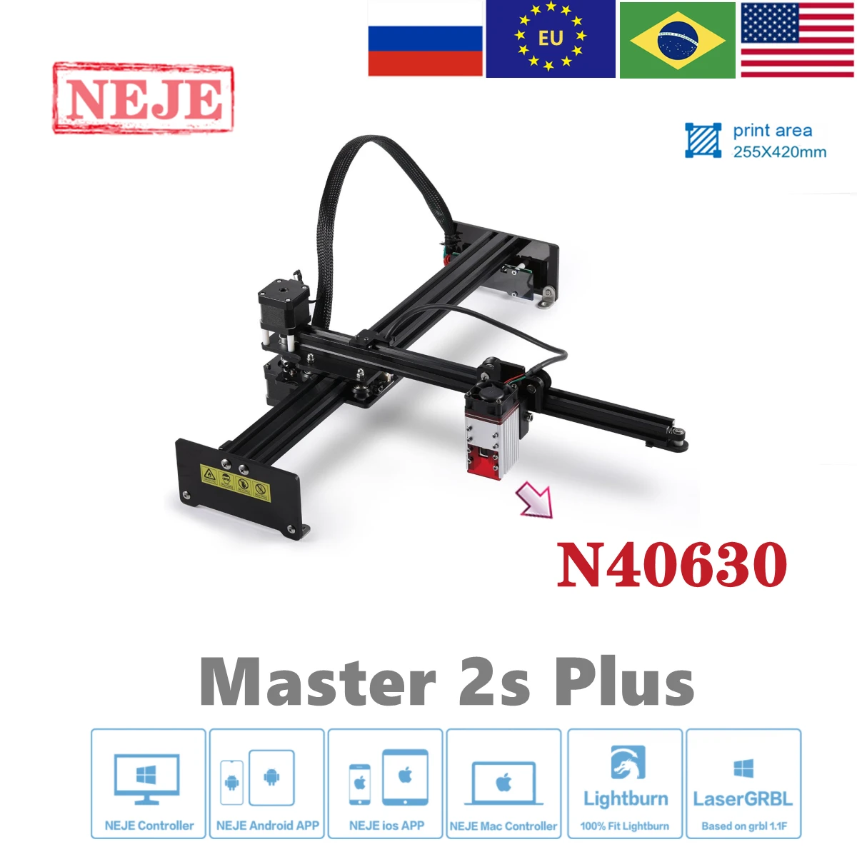 NEJE Master 2s Plus A40640/N40630 CNC Laser Engraving Machine Cutting Wood Cutter Printer APP Wireles Bluetooth Benbox Lightburn wood pellet machine Woodworking Machinery