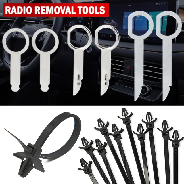 Kit Smontaggio Autoradio 4 Pezzi - Chiavi Estrazione Universali, Acciaio Inox, Per Auto Radio - Foto 3