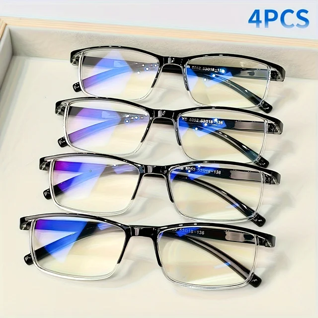 4pcs Fashion Reading Glasses Classic Design with PC Material Unisex Fit Comfortable Reading Experience for Adult +1.0 To +4.0
