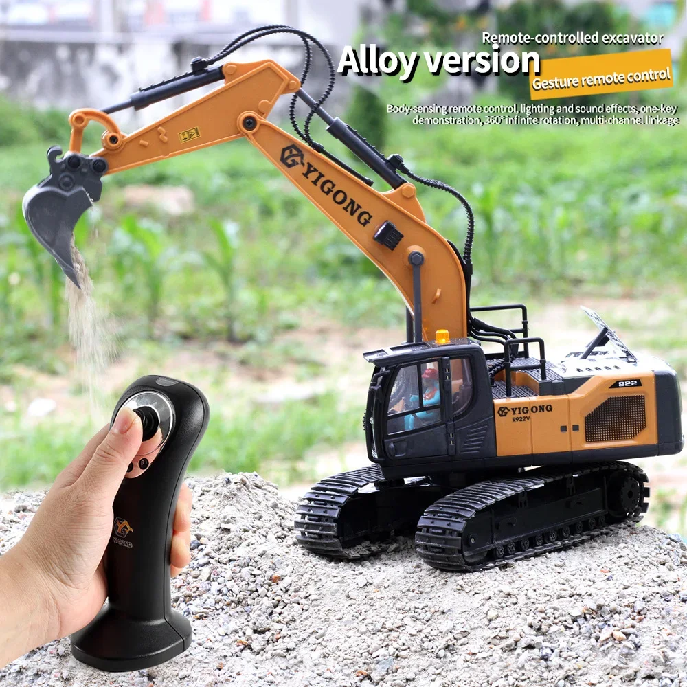 Yellow Plastic Remote Control Excavator Toy for Kids