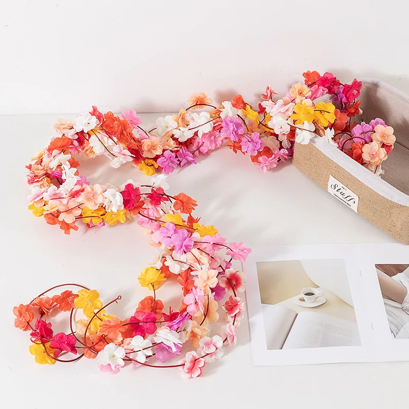 

2.5m Artificial Cherry Blossom Rattan Outdoor Garden or Indoor Home Decoration Bridal Wedding Birthday Party Scene Arrangement