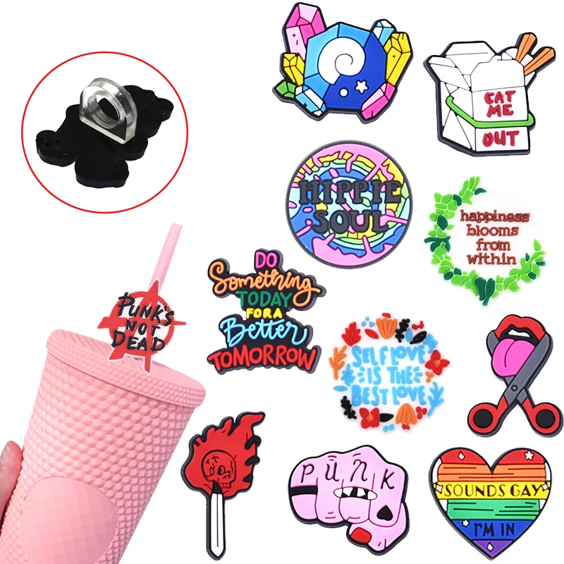 1PCS cute colorful cows cattle straw caps cattle cows straw topper charms  for glass straw toppers for tumble drinking charm