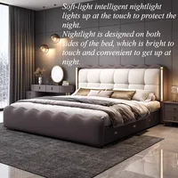 Lit à cadre unique, capitonné, de luxe, moderne, taille Queen, avec tables de chevet et tête de lit, Cama De Lujo Para Dormitorio, mobilier de chambre 2