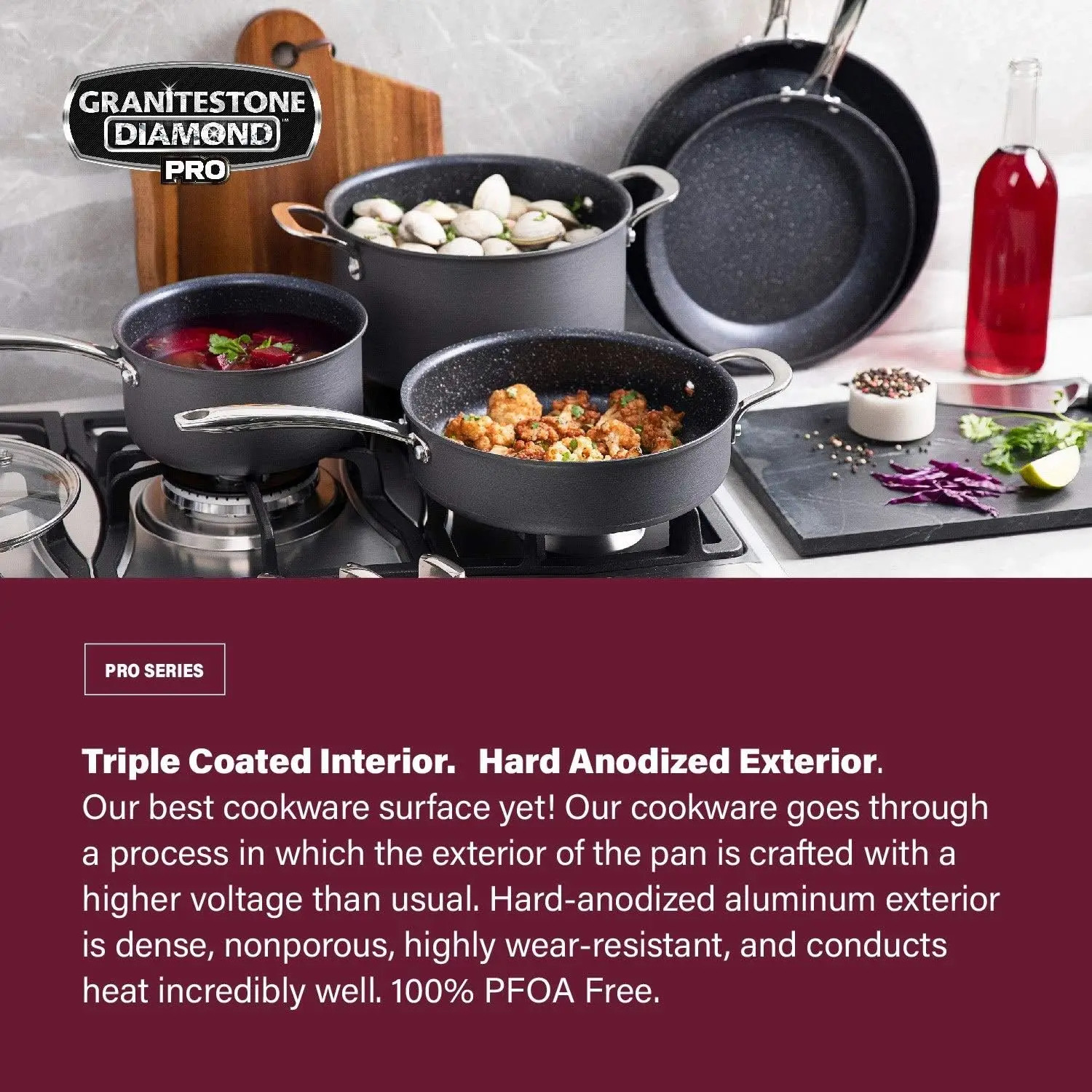 Pro Pots and Pans Set 20 Piece Hard Anodized Complete Cookware + Bakeware Set with Ultra Nonstick Diamond Coating, 3