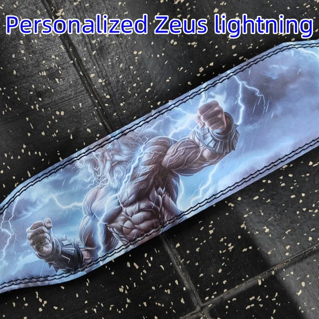 Weightlifting Belt with Zeus Lightning Style, Personalized Gym Fitness Belt with Waist Padding, Fit Powerlifting Squat Deadlift 3