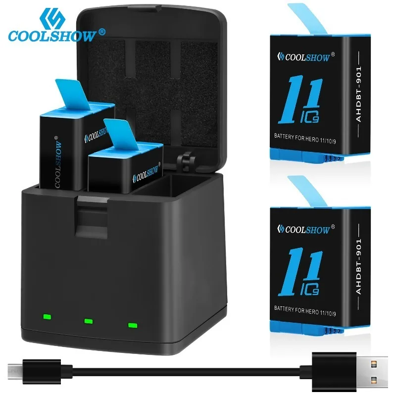 Batteria Da 1800Mah Per Gopro Hero 11 Caricabatteria Nero Per Gopro Hero 10 Hero 9 Hero 12 Batterie Accessori Per Action Cam