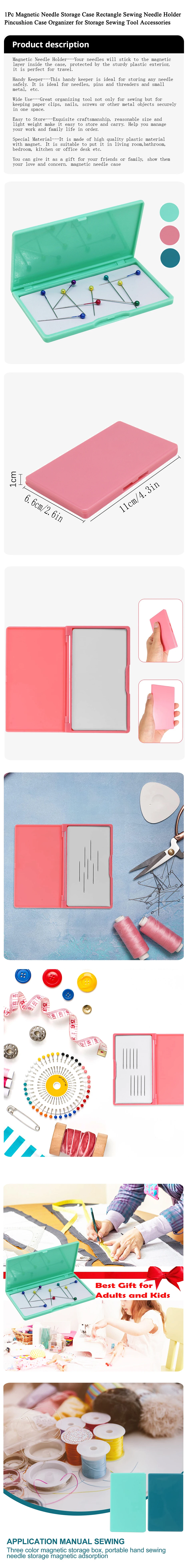 Description Picture 2 of item1Pc Magnetic Needle Storage Case Rectangle Sewing Needle Holder Pincushion Case Organizer for Storage Sewing Tool Accessories