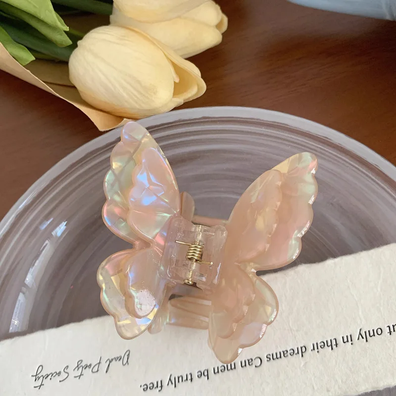 Neue Fee Acetat Schmetterling Klaue Clip weibliche elegante bunte Bogen Krabben Hai Haars pangen Haarnadeln für Frauen Mädchen Haarschmuck – Detail 13