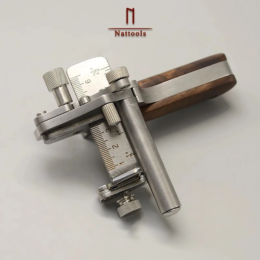 Nattools 수동 가죽 스트립 커터 롤러 유형 10-60MM 미터법 인치 이중 스케일이있는 조정 가능한 Leathercraft 벨트 절단 도구