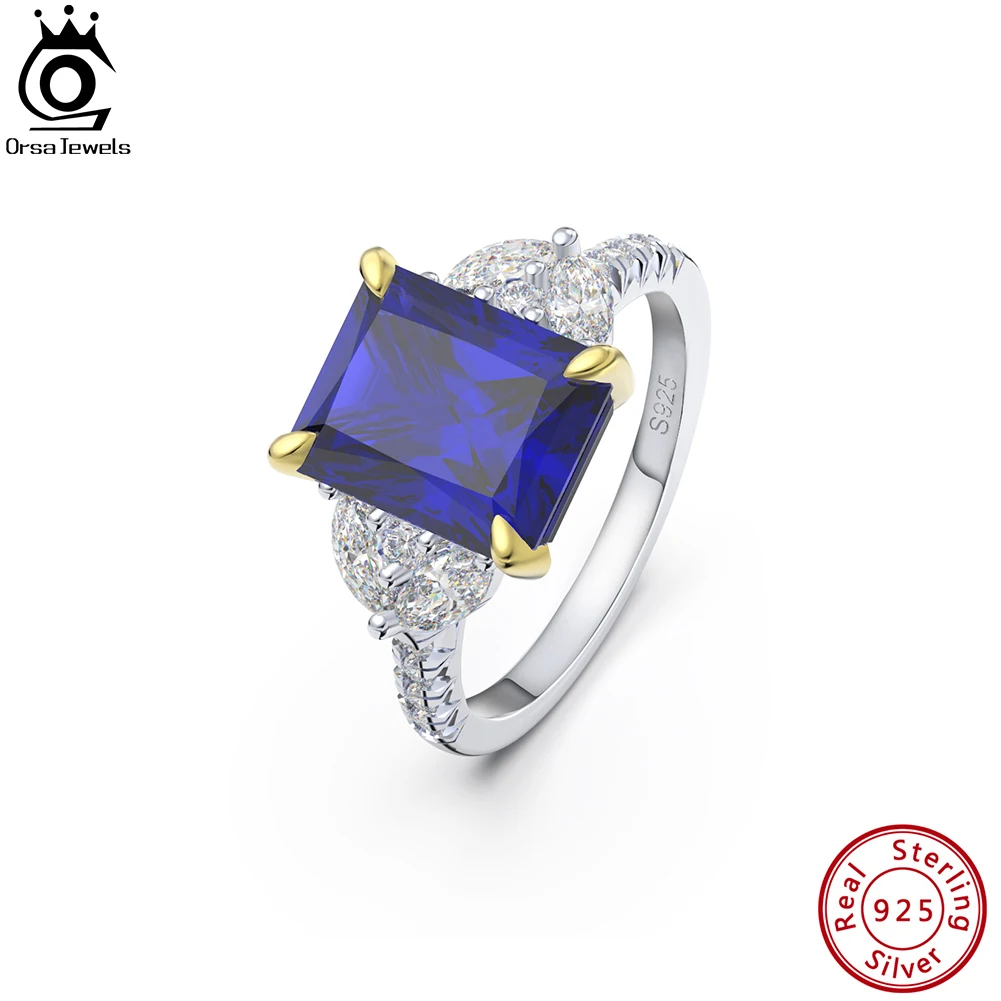 

ORSA JEWELS 925 Sterling Silver Created Tanzanite Finger Rings for Women Elegant Engagement Wedding Band Ring Jewelry LZR10