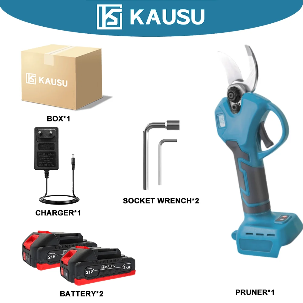 KAUSU Brushless Cordless Electric Scissors Pruning Shear Fruit Tree Bonsai Pruner Branches Cutter Power Tools Makita 18V Battery