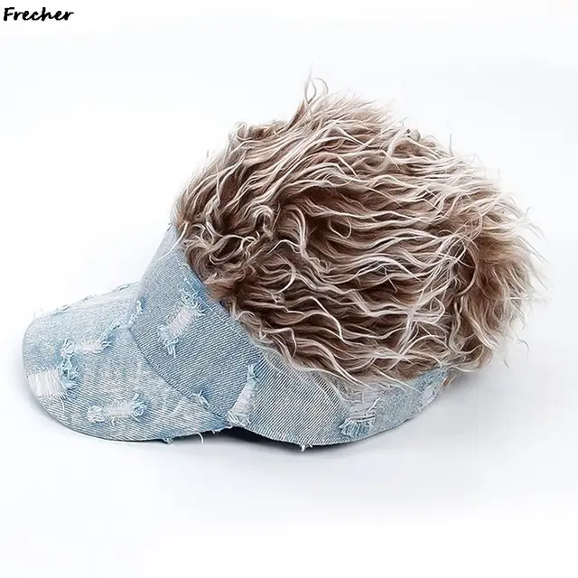 Baseball Cap With Wig Cap For Men Baseball Cap Hair Wave Curly