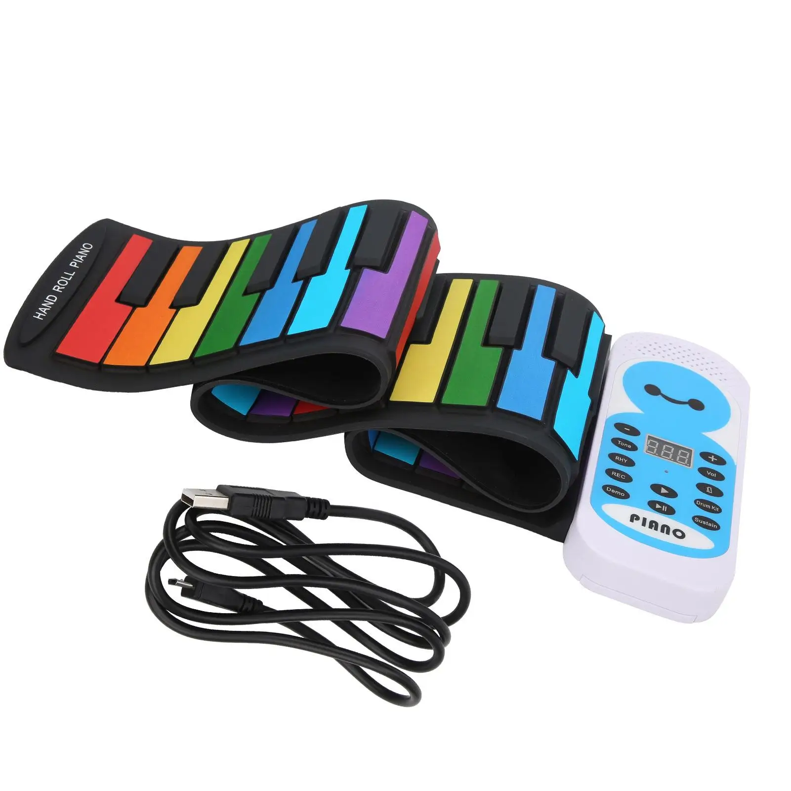 49-Key Colorful Roll Up Piano-Flexible Silicone Soft Keyboard Electronic Organ for Easy Play