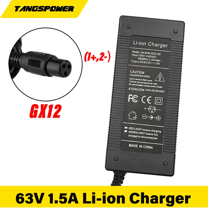 Caricabatteria Al Litio 63V 1.5A Per Hoverboard Smart Balance Wheel Caricabatteria Per Bici Elettrica E-Scooter Connettore Gx12 Di Alta Qualità