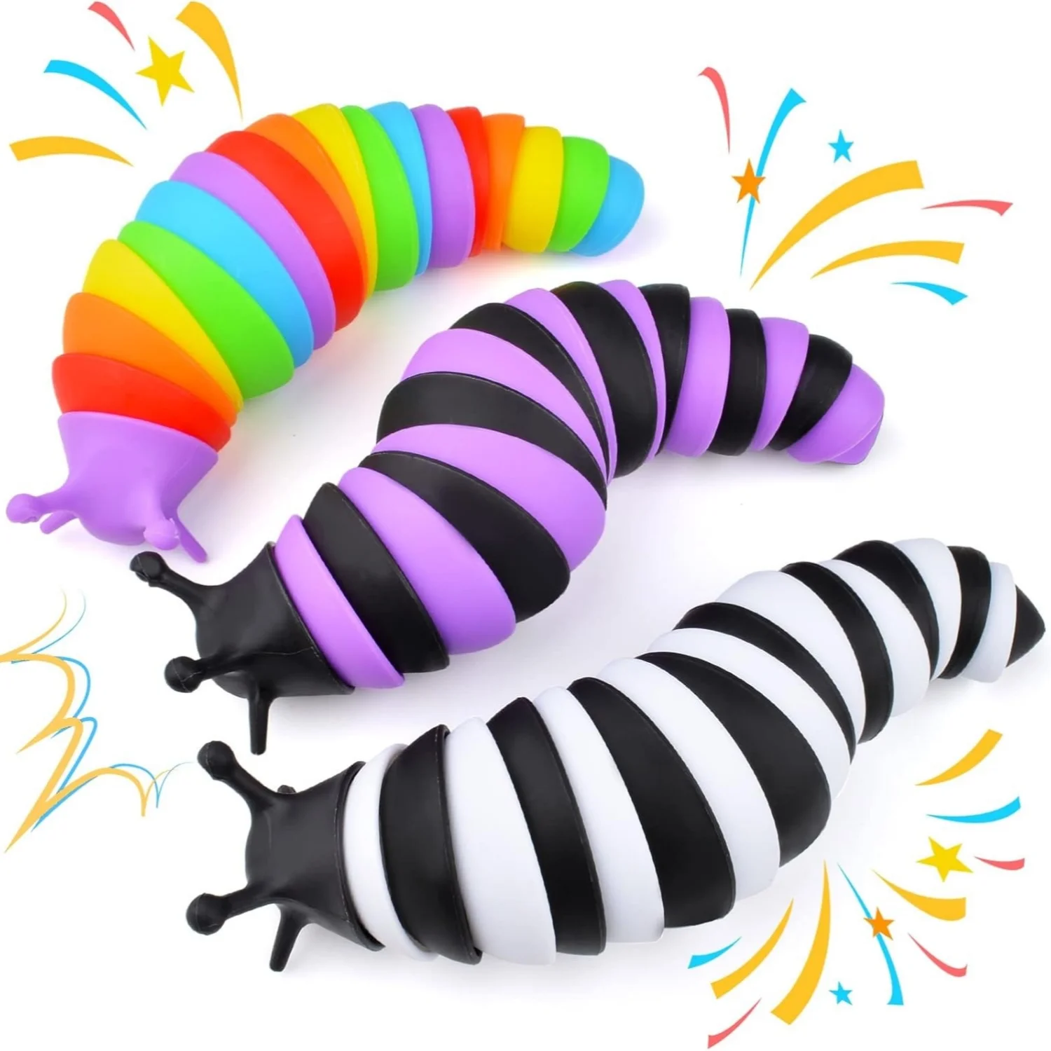1pc Sensory Slug Fidget Toy for Kids Caterpillar Anxiety Sensory ADHD Autism Toys Exercise Wrist Strength & Stress Relief Gifts