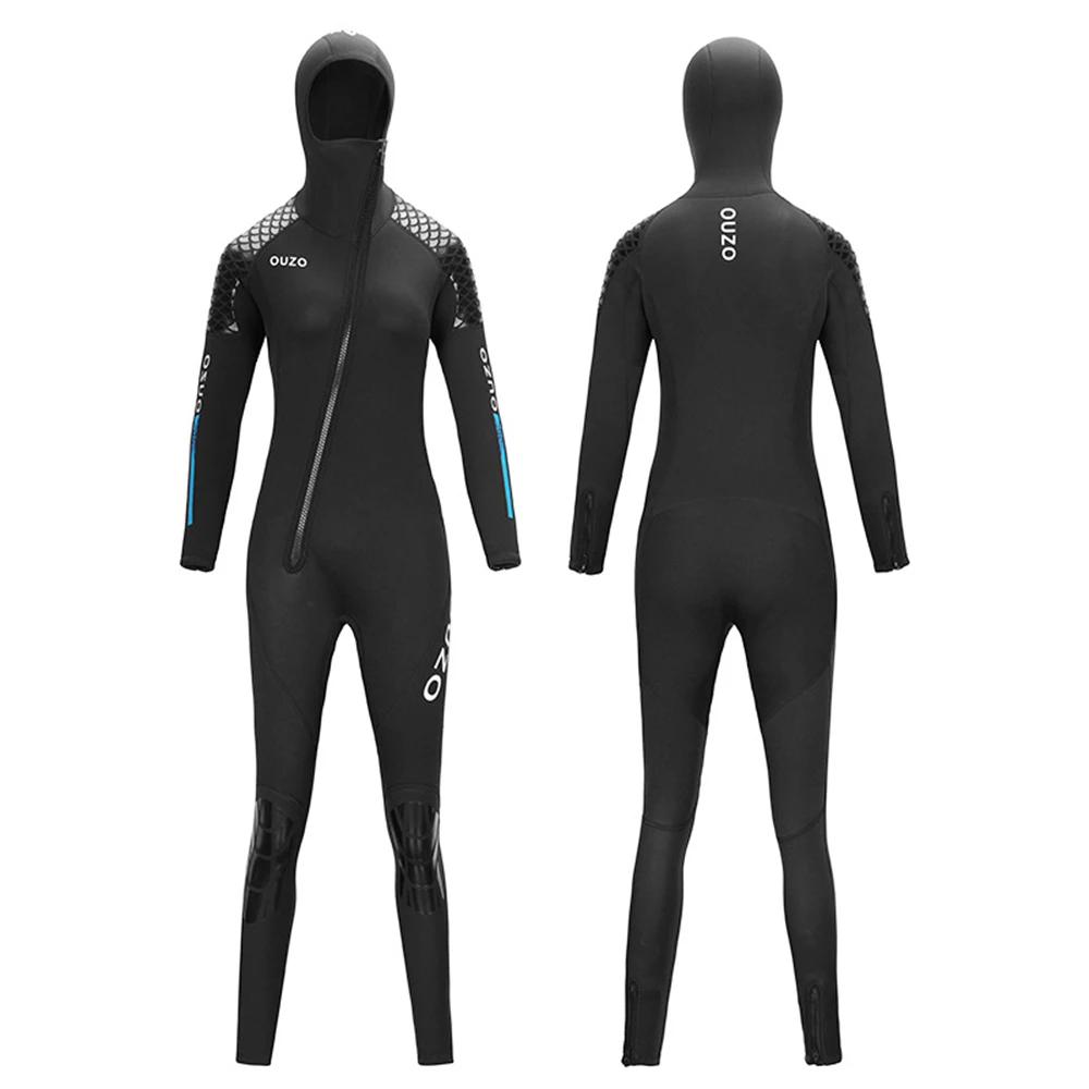 

3MM Neoprene Diving Suit Women's Fashion One-Piece Hooded Long Sleeve Front Inclined Zipper Warm Snorkeling Surfing Diving Suit