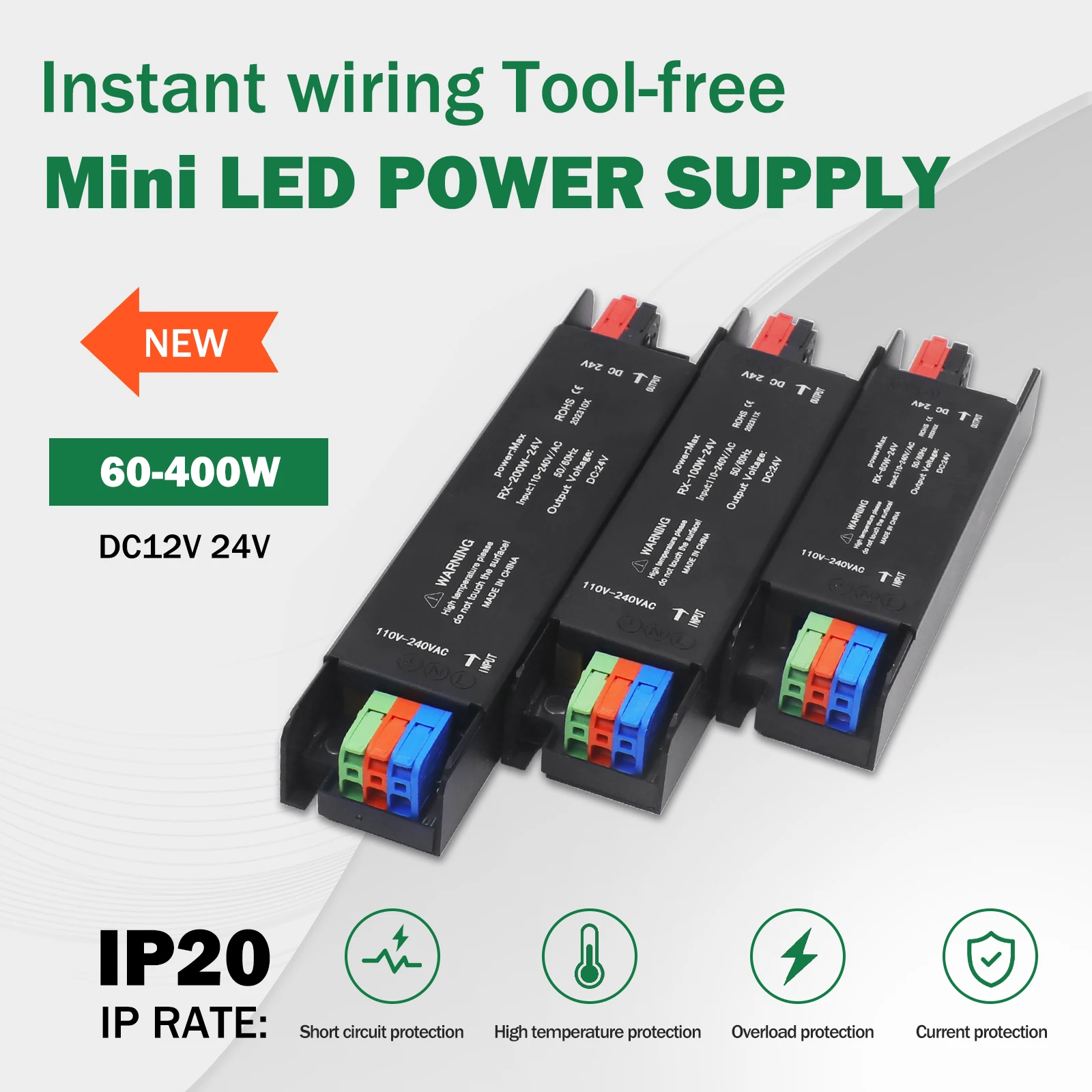 100W 24V Ultra-Thin LED Driver Power Supply – For LED Strip Lights, Silent & Flicker-Free