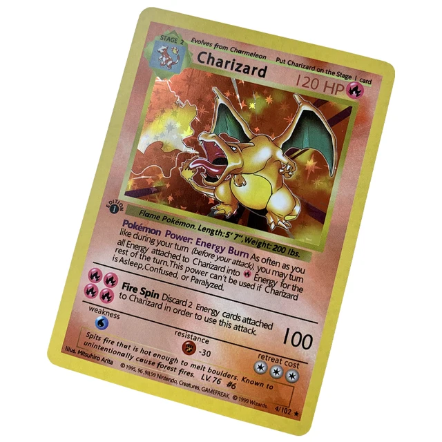 DIY 1996 Years Pokemon English Card Pokemon Flash Cards Charizard Game Collection Cards 6