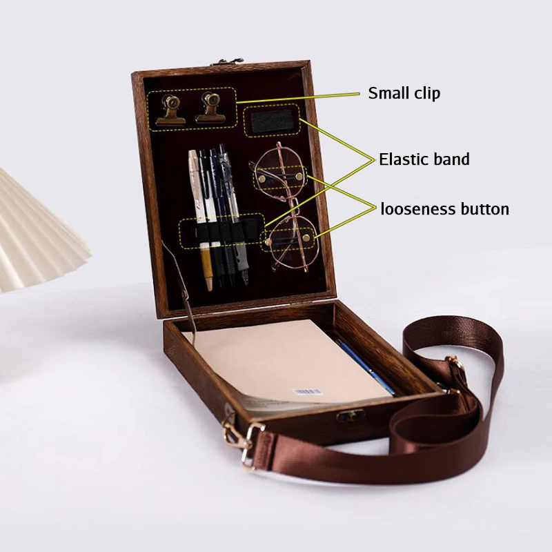 Retro Writers Wood Box Messenger Bags Outdoor Sketch Tool Storage Box with Lid Household Satchel Messenger Wooden Box 4