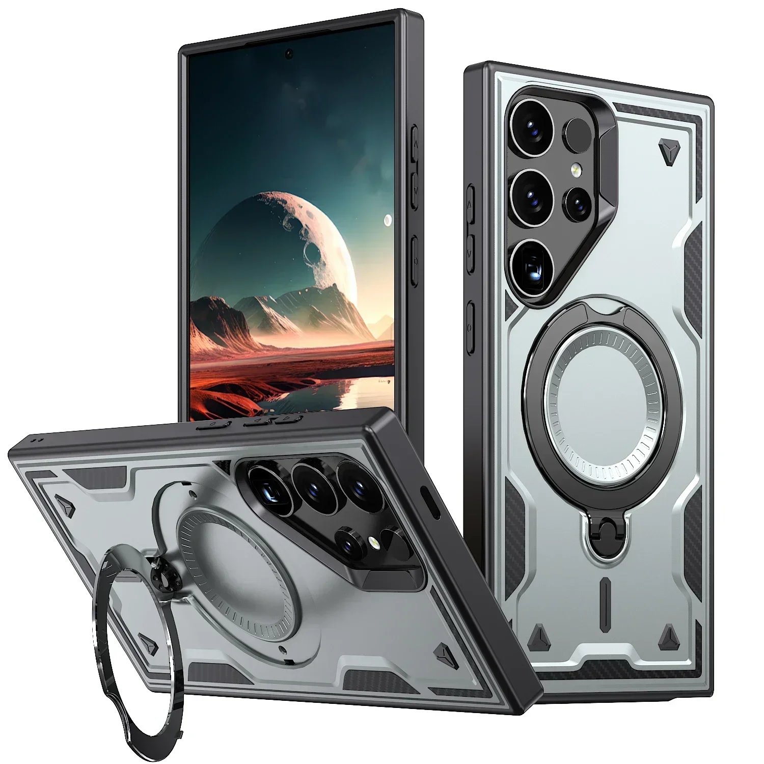 Magnetic Wireless Charging Shockproof Case with 360° Rotating Stand