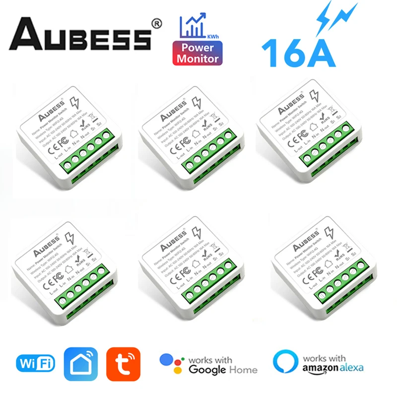 Tuya Smart WiFi Switch With Power Monitor Switch Timer 2-way Control Smart Module Alexa Google Home Voice Control