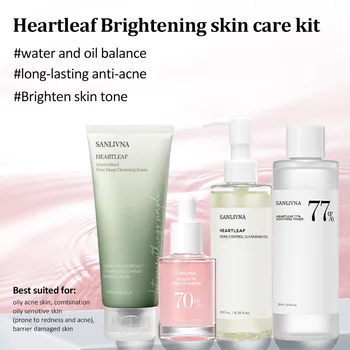Sanlivna Korean Skincare Heartleaf 4-Piece Set - Oil Balance & Brightening with Soothing Complex